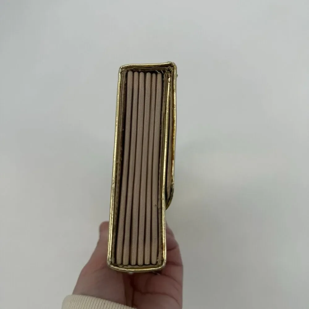 Vintage Gold 50s Clutch Bag Flower Accordion Formal Evening